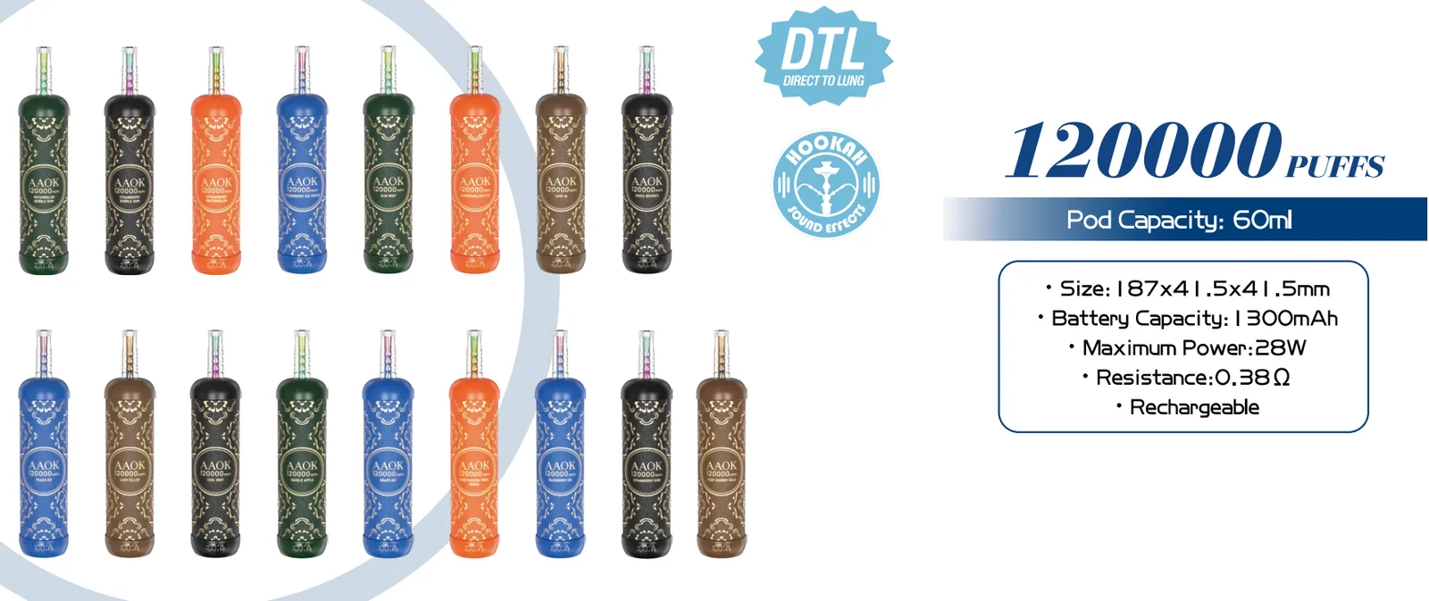 VAPLYNK wholesale — AAOK 120K 120,000 puffs disposable, EU & US warehouse stock